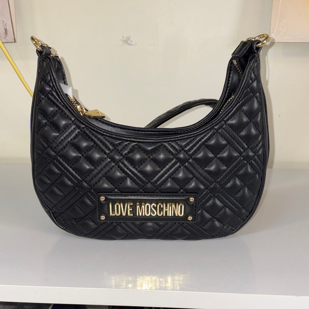 NWT Love Moschino Black Quilted Shoulder Bag
